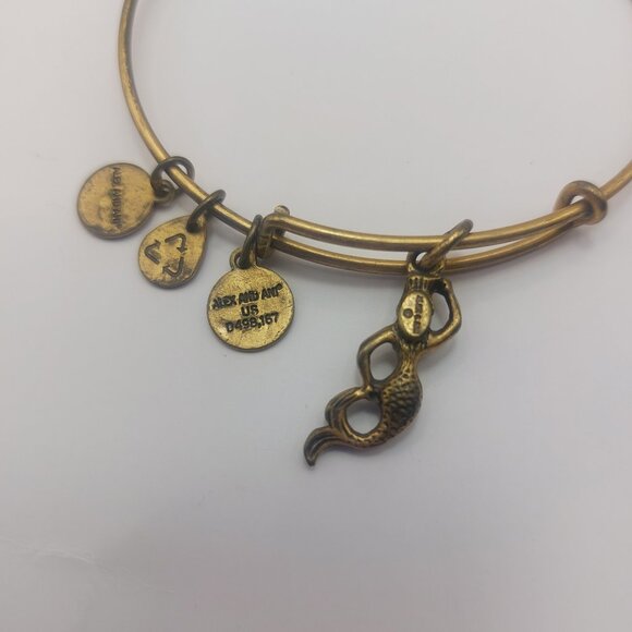 ALEX AND ANI Bracelet Mermaid Charm Bangle Gold Rafaelian EUC - Picture 7 of 11